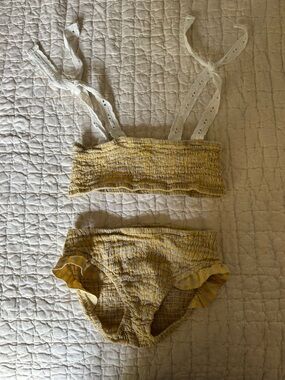 House of Paloma Smocked Swim Suit with Eyelet Lace Ties